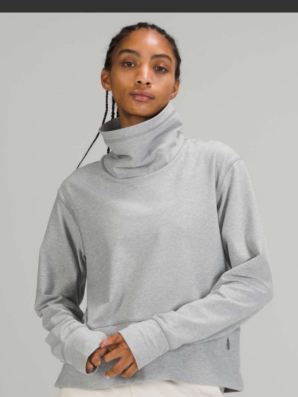lululemon Ready To Rulu Light Gray Funnel Neck Pullover